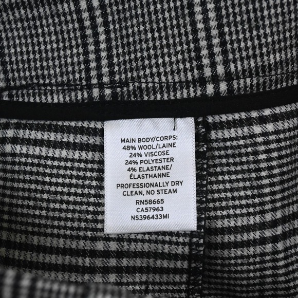 Nordstrom 10 Gray Wool Flannel Glenn Check Skinny Dress Womens Pants - Picture 7 of 9